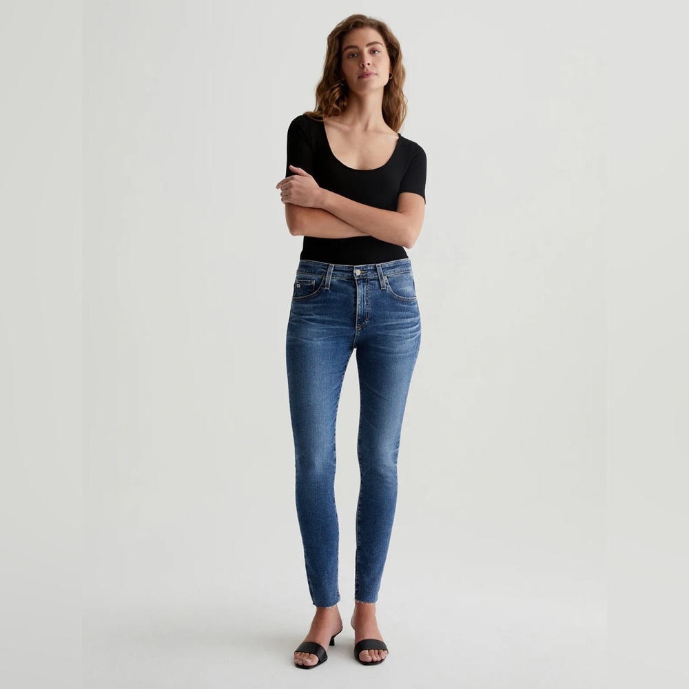 AG Denim Farrah High-Rise Skinny Ankle Jeans in Dark Wash Sz 32